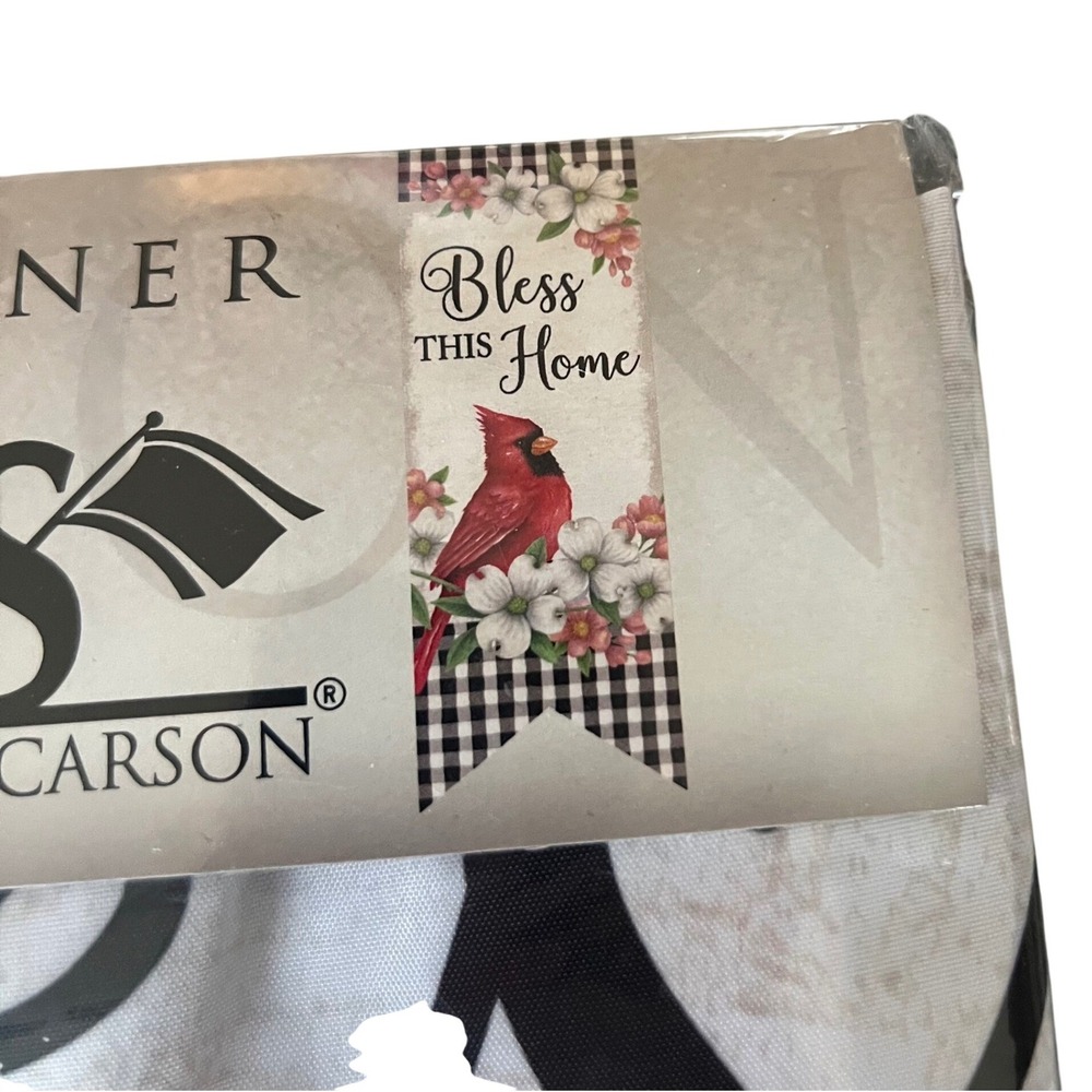 Flagtrends by Carson Door Banner Bless This Home Cardinal Floral Buffalo Check